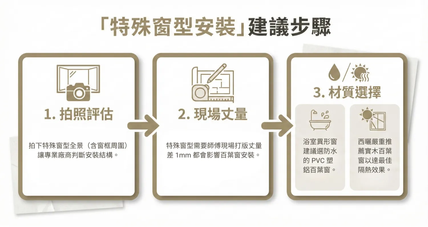 百葉窗特殊窗型安裝-百葉窗安裝步驟